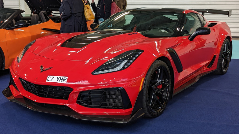 A red Chevy Corvette ZR1 that sported a GM LT5 engine