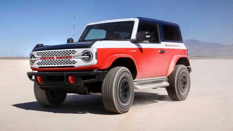 Ford Bronco driving through the desert
