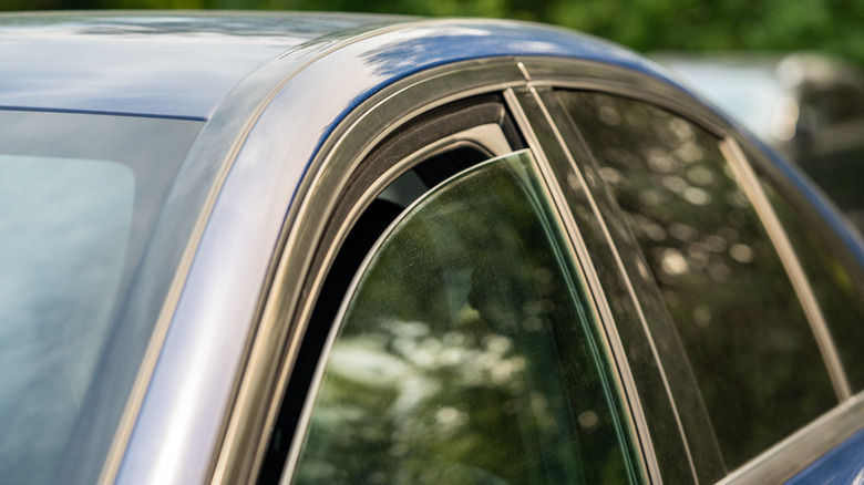 Windows of a car slightly lowered