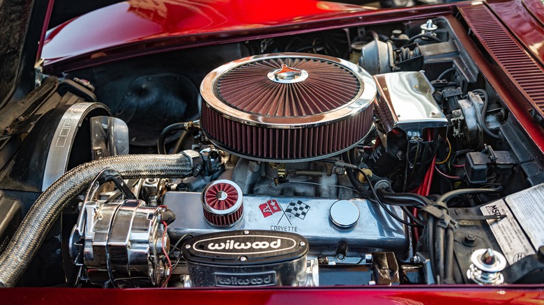 Top view of 1970s-era Corvette engine.