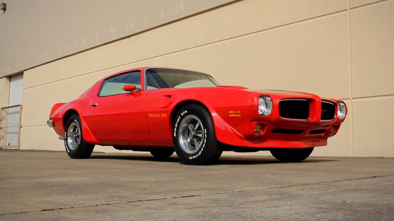 Red 1973 Pontiac Trans Am SD 455 3/4 view