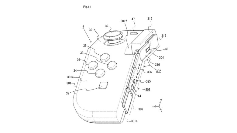 Drawing of Nintendo's hinged Joy-Con