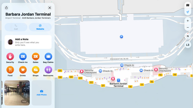 An image of Apple Maps showing directions at an airport