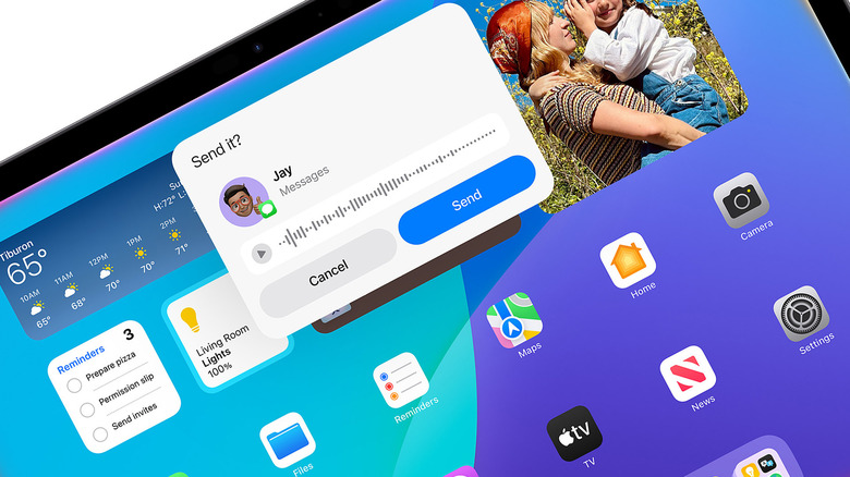 Siri on an iPad about to send a message