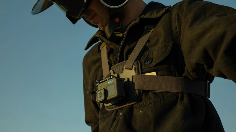 GoPro Hero 12 Black attached to person's chest