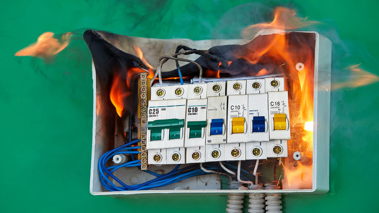 fuse box switches on fire