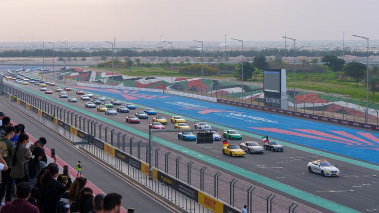 A Porsche club meet at Kuwait Motor Town
