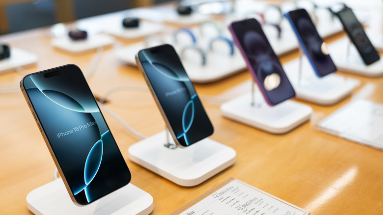 iPhones on display at Apple Store