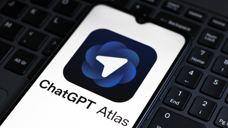 Picture of ChatGPT Atlas logo on a smartphone