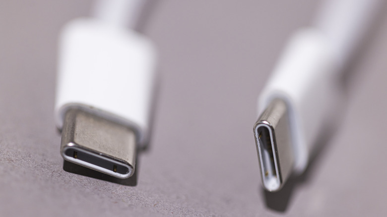 A USB-C cable on top of a table