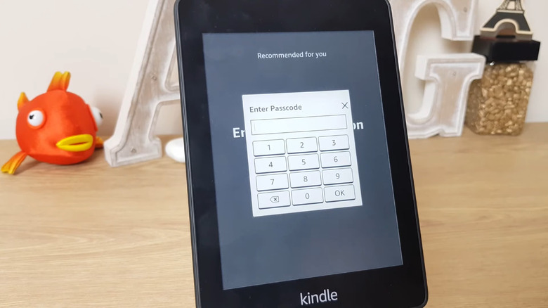 Passcode keypad on a Kindle