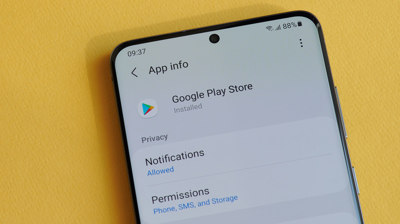 Android App info settings