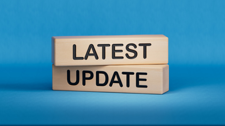 wooden blocks spelling the words latest update