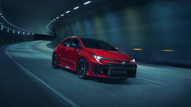 2025 GR Corolla driven in traffic tunnel