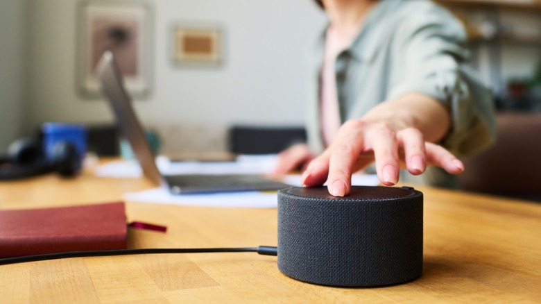 a smart speaker on a desk