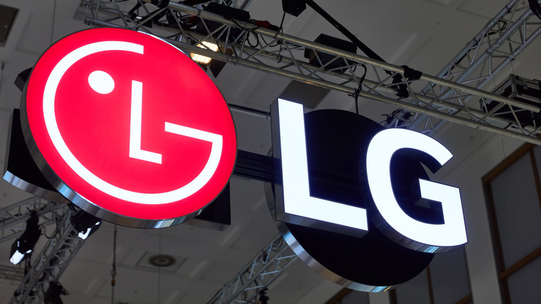 Photo of the LG logo at the IFA consumer electronics trade fair.