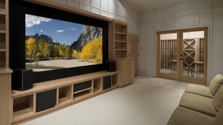 Home theater with big-screen TV.