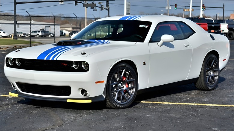 White Mopar '19 Dodge Challenger parked