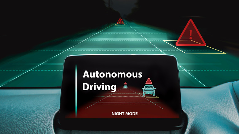 An image visualising the autonomous driving feature on an electric vehicle