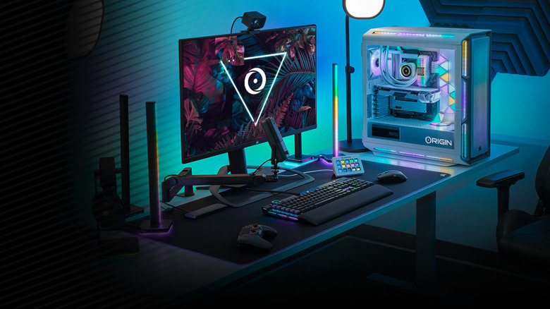 A desktop PC on a gaming desk with a monitor