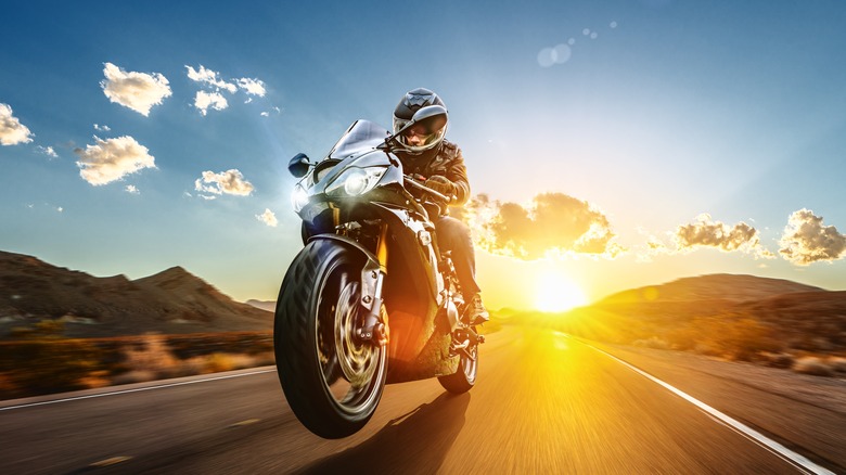 Man riding a motorcycle