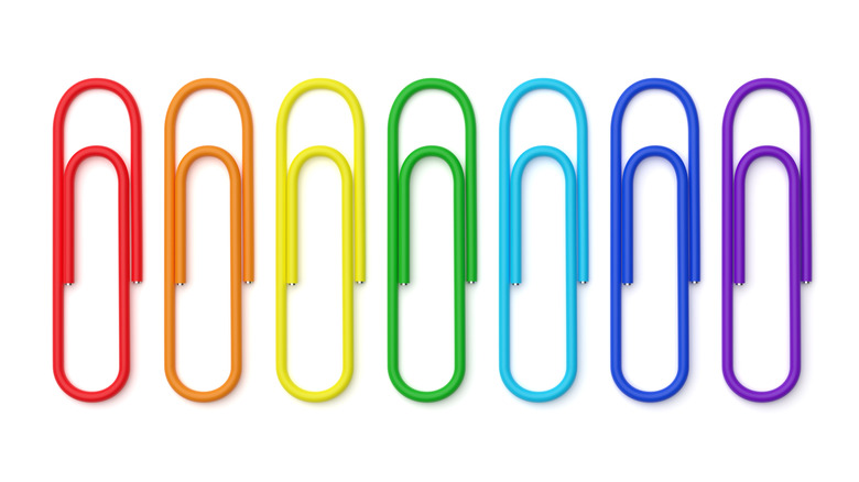 Row of colorful paper clips