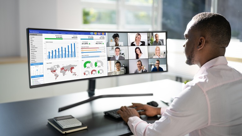 Person using ultrawide monitor
