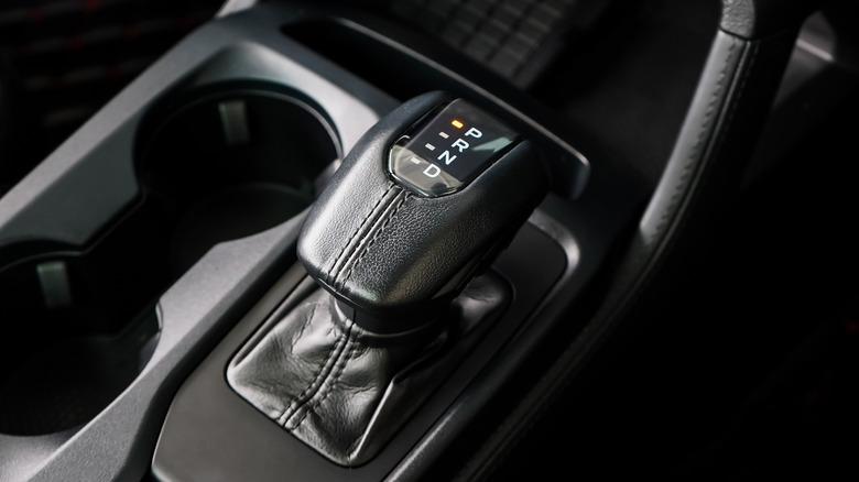 Automatic transmission shifter in car
