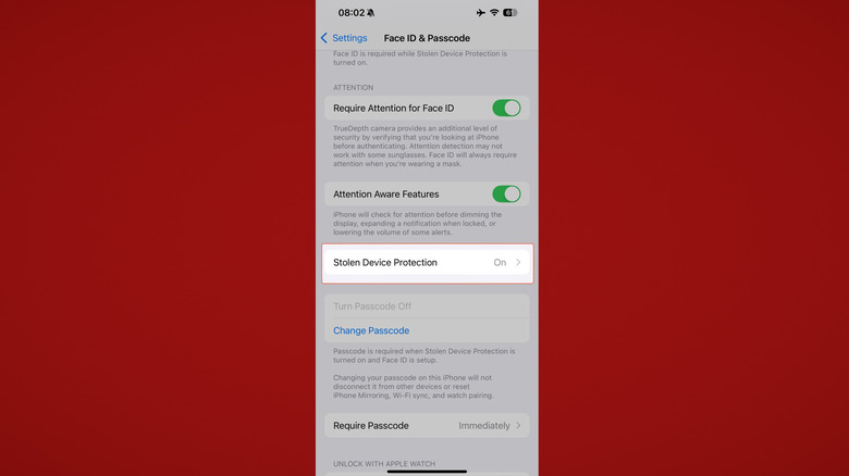 Stolen Device Protection Settings iPhone