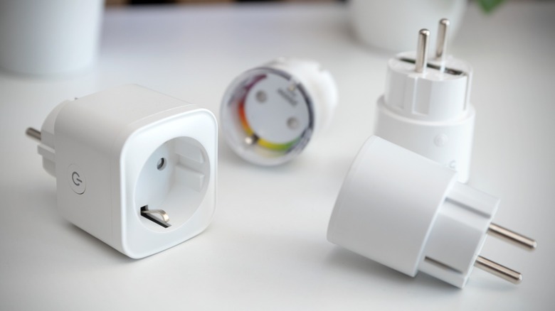 smart plugs on a desk