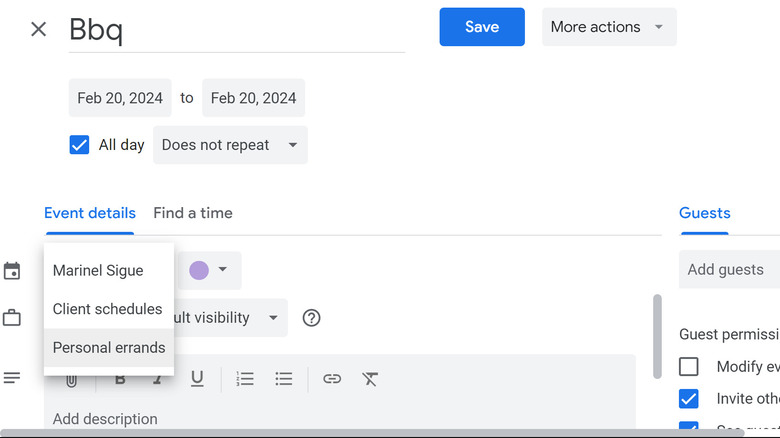 changing calendars on Google Calendar