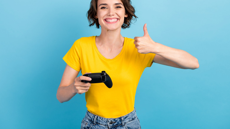 woman with gaming controller