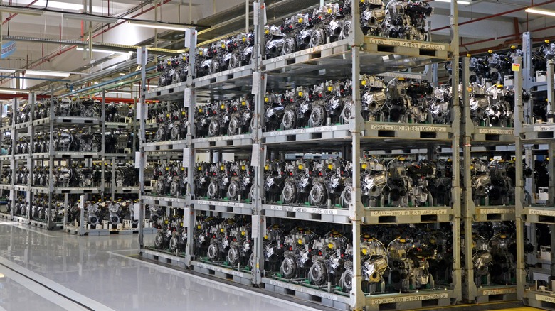 An engine warehouse