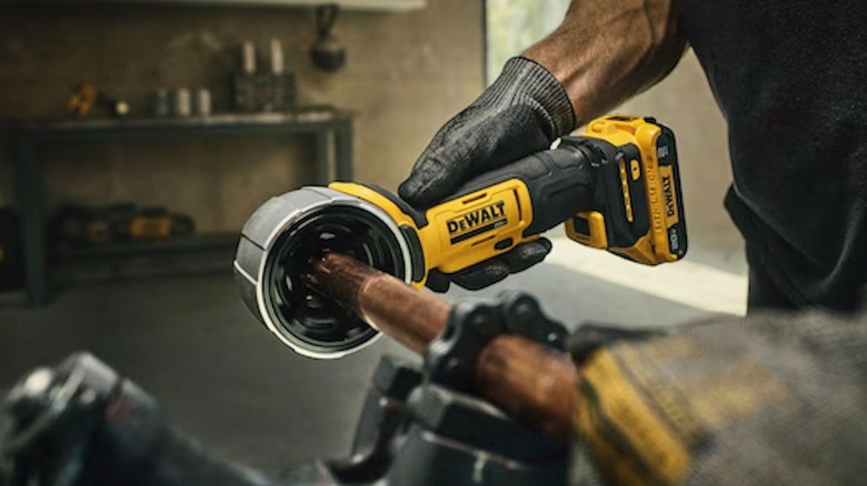 20V Max Pipe Deburring Tool in use