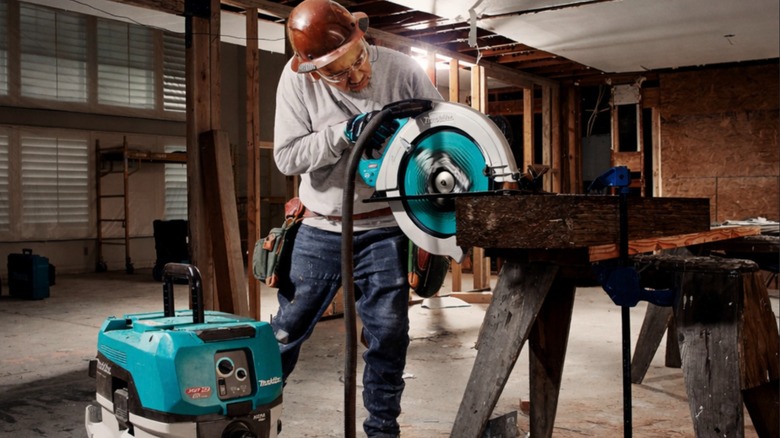 Makita 40V max XGT 16‑5/16-inch Circular Saw in use