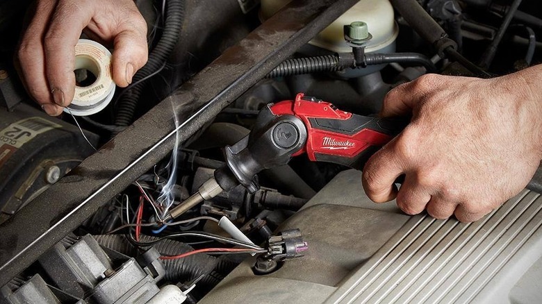 Milwaukee soldering iron used to solder car parts