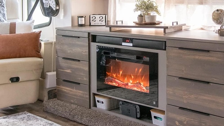 electric firepace in living room