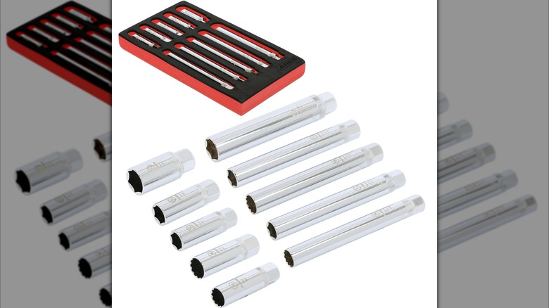 Ares 10-piece Extra Deep and Standard-Length Magnetic Spark Plug Socket Set