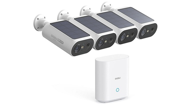 Aosu Solar-Powered Security Cameras on white background