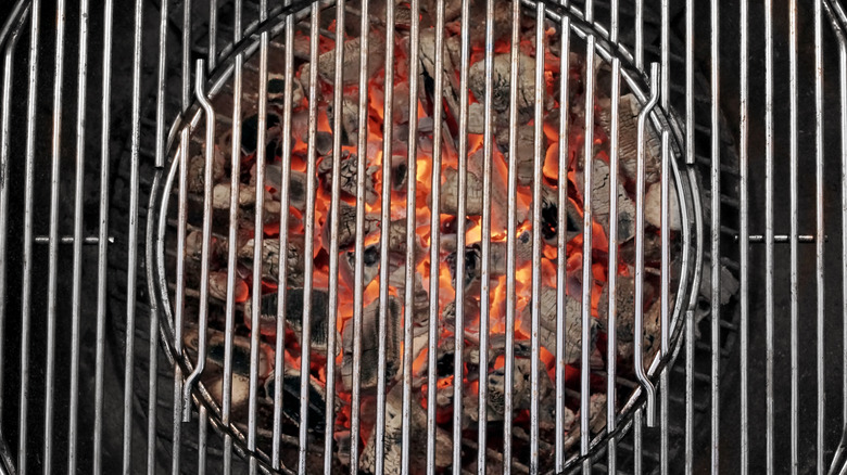 Charcoal burning in a portable grill