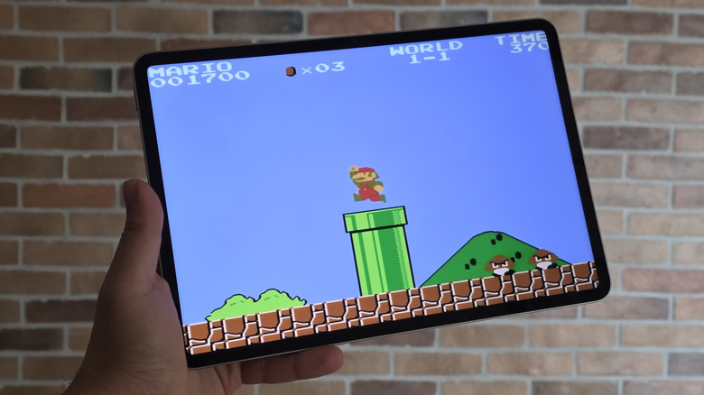 The original Super Mario Bros running on an Android tablet