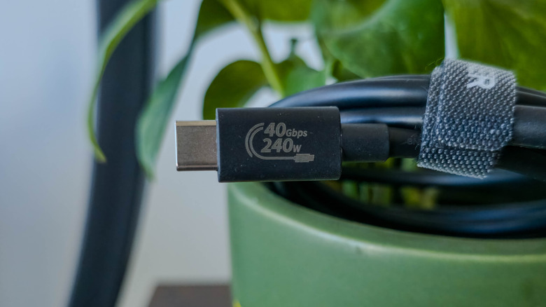 Close-up of USB4 cable