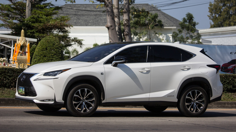 White Lexus NX on the street