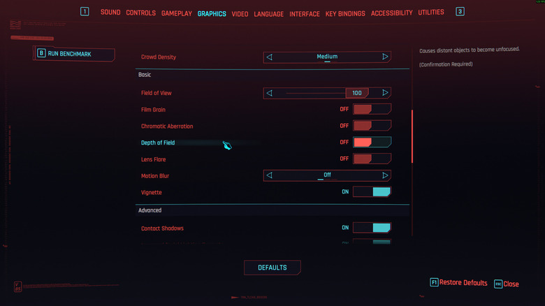 Graphics settings in Cyberpunk 2077