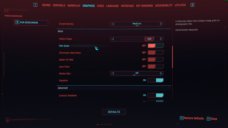Graphics settings in Cyberpunk 2077