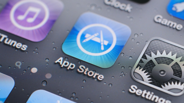 A close up shot of the App Store on the iPhone's display