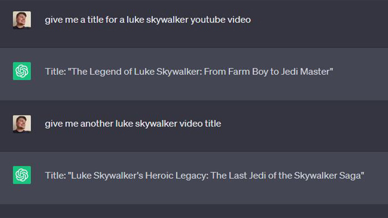 Luke Skywalker chatgpt video title