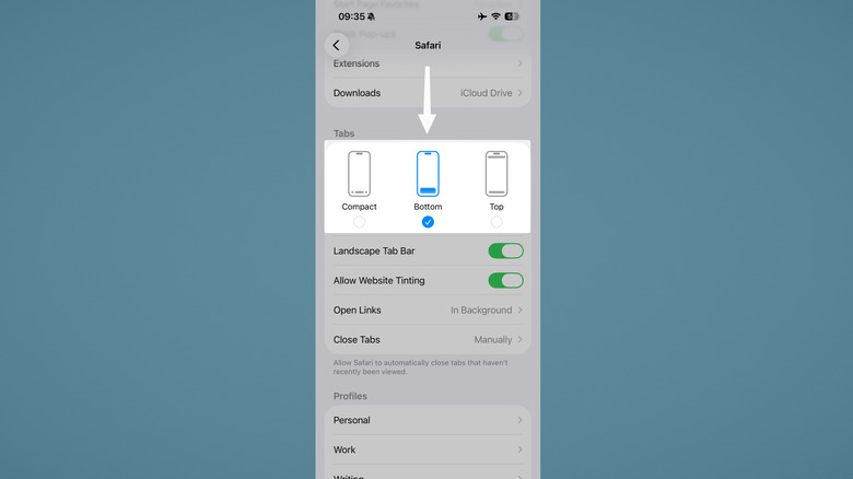 Changing the settings for the Safari app in iOS 26