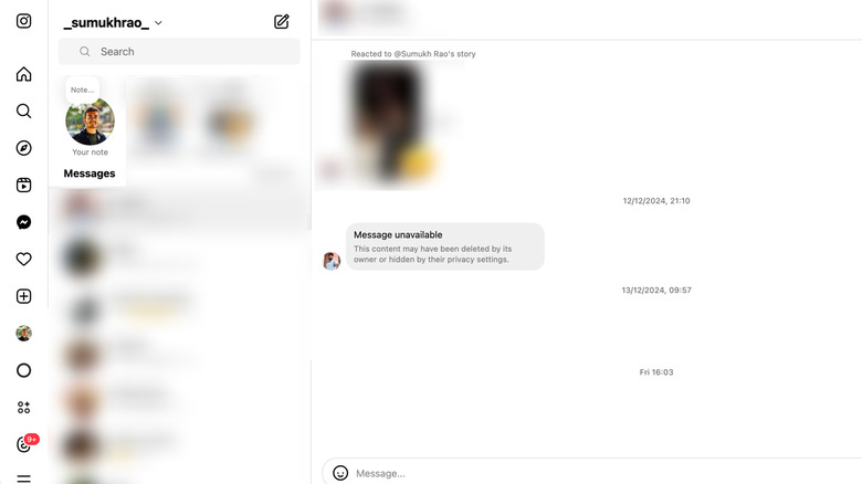 Instagram messages on the web