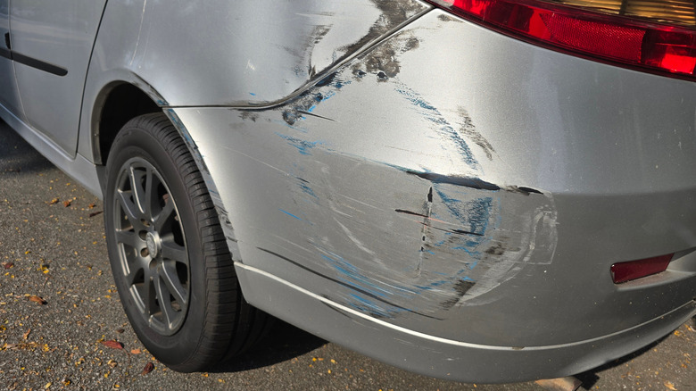 Car with paint transfer after an accident
